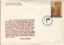 TRANSYLVANIAN ROMANIAN PARTY, IULIU MANIU QUOTE, SPECIAL COVER, 1994, ROMANIA - Storia Postale