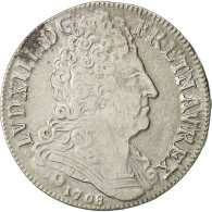 Monnaie, France, Louis XIV, 20 Sols Aux Insignes, 1/4 Ecu, 1708, Paris, TTB - 1643-1715 Louis XIV Le Grand