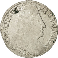 Monnaie, France, Louis XIV, 20 Sols Aux Insignes, 1/4 Ecu, 1708, Besançon, TB+ - 1643-1715 Louis XIV Le Grand