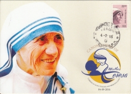 India  2015  Mother Teresa  Cannonisation  Mailed Card  #  13136  D Inde Indien - Mutter Teresa