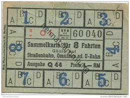 Deutschland - Berlin - BVG Klosterstrasse 59 - Sammelkarte Für 8 Fahrten 1944 - Gültig Auf Strassenbahn Omnibus Oder U-B - Europa