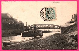 Arleux - Nouveau Pont - Péniche En Gros Plan - Animée - Cliché DAMEZ - LAUVERJAT - 1905 - Arleux