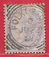 Grande-Bretagne Fiscal-postal N°6 1p Violet (filigrane Globe) 1881 (FOLKESTONE 22 JU 81) O - Fiscale Zegels