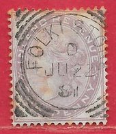 Grande-Bretagne Fiscal-postal N°6 1p Violet (filigrane Globe) 1881 (FOLKESTONE 22 JU 81) O - Revenue Stamps