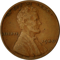 Monnaie, États-Unis, Lincoln Cent, Cent, 1940, U.S. Mint, Philadelphie, TB - 1909-1958: Lincoln, Wheat Ears Reverse