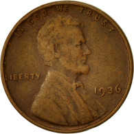 Monnaie, États-Unis, Lincoln Cent, Cent, 1936, U.S. Mint, Philadelphie, TB+ - 1909-1958: Lincoln, Wheat Ears Reverse