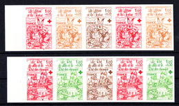 FRANCE - N°2024/2025** - CROIX-ROUGE 1978 - FABLES DE LA FONTAINE - ESSAIS DE COULEURS EN BANDE DE 5 - LUXE. - Color Proofs 1945-…