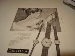 ANCIENNE PUBLICITE MONTRE  CERTINA 1956 - Autres & Non Classés