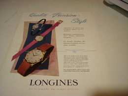 ANCIENNE PUBLICITE MONTRE LONGINES QUALITE 1955 - Autres & Non Classés