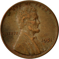 Monnaie, États-Unis, Lincoln Cent, Cent, 1951, U.S. Mint, Philadelphie, TB - 1909-1958: Lincoln, Wheat Ears Reverse