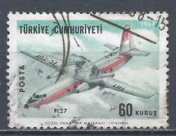 Turkey 1967. Scott #C40 (U) Fokker Friendship Transport Plane - Luchtpost