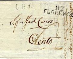 1812 - TERR. CONQUIS - Lettre De 112 / FLORENCE ( L'Arno ) 40 Mm  Noir + L.R.1 Noir  Pour Cento - 1792-1815: Veroverde Departementen