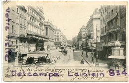 - 8 - Marseille - La Canebiére - Animation, Tramway Avec Chevaux, épaisse, écrite, 1906, Scans.. - Canebière, Stadtzentrum