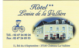 Carte De Visite De L'Hôtel Louise De La Vallière (maîtresse De Louis XIV), Château La Vallière (2015) - Visiting Cards