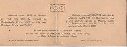 VP12.557 - MONTMIRAL X VERDON 1941 - Généalogie - Faire - Part De Mariage De Mr CARPENTIER & Melle RIDET - Mariage