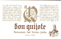 Carte De Visite Dépliante Du Restaurant Bar Don Quijote, Platja D'Aro (vers 2014) - Visitekaartjes