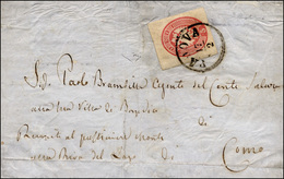 124 1863 - 5 Soldi Rosa, Ritaglio Di Busta Postale (10), Perfetto E Con Ampi Margini, Su Sovracoperta Di... - Lombardy-Venetia