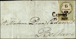128 1854 - 15 Cent., Marca Da Bollo Tipografica (3), Perfetta, Su Sovracoperta Di Lettera Da Cadore 15/1... - Lombardo-Veneto