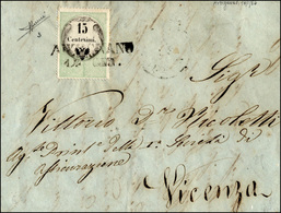 133 1856 - 15 Cent., Marca Da Bollo Tipografica (3), Perfetta, Su Lettera Da Arzignano 14/1/1856 (punti ... - Lombardo-Venetien
