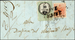 134 1854 - 30 Cent., Marca Da Bollo Tipografica (4), Perfetta, In Affrancatura Mista Con 15 Cent. Rosso ... - Lombardy-Venetia