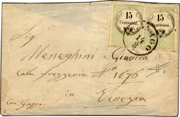 137 1854 - 15 Cent., Marca Da Bollo Calcografica (7), Due Esemplari, Buono Stato, Su Frontespizio Di Let... - Lombardo-Veneto