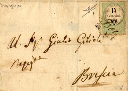 143 1856 - 15 Cent., Marca Da Bollo Calcografica (7), Perfetta, Su Sovracoperta Di Lettera Da Iseo 21/7/... - Lombardo-Venetien