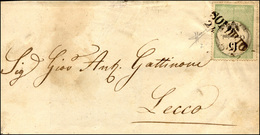 144 1856 - 15 Cent., Marca Da Bollo Calcografica (7), Perfetta, Su Sovracoperta Di Lettera Da Sondrio 24... - Lombardije-Venetië