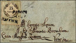 148 1854 - 75 Cent., Marca Da Bollo Calcografica (10), Perfetta, Su Sovracoperta Di Lettera Raccomandata... - Lombardo-Vénétie