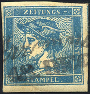 151 1851 - 3 Cent. Mercurio Azzurro, I Tipo (1), Usato, Perfetto.... - Lombardo-Veneto