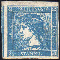 154 1855 - 3 Cent. Mercurio Azzurro, III Tipo (3), Gomma Originale, Perfetto.... - Lombardije-Venetië