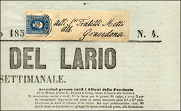 174 1859 - 1,05 Soldi Azzurro (8), Perfetto, Su Gran Parte Di Giornale Per Gravedona, Maggio 1859 (punti... - Lombardo-Veneto