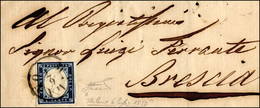176 1859 - 20 Cent. Azzurro Scuro (C3), Perfetto, Su Fresca Lettera Da Milano 6/7/1859 A Brescia, Durant... - Lombardy-Venetia