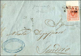 186 CARATE, SD Punti 13 - 15 Cent. Rosso, I Tiratura (3a), Bordo Di Foglio, Perfetto Su Lettera Del 6/1/... - Lombardo-Venetien