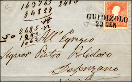 196 GUIDIZZOLO, SD Punti 9 - 5 Soldi (25),perfetto, Su Sovracoperta Di Lettera Del 22/1/1859 Per Desenza... - Lombardo-Vénétie