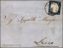 202 MELEGNANO, C1 Punti 13 - 20 Cent. (15B), Piega Orizzontale Stirata, Su Lettera Del 6/9/1859 Per Lecc... - Lombardo-Venetien