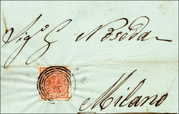 204 MELEGNANO, Punti 9 - 15 Cent. (6) Perfetto, Su Sovracoperta Di Lettera Del 19/8/1854 Per Milano.... - Lombardo-Venetien