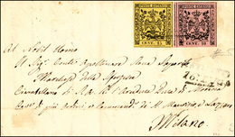 227 1857 - 10 E 15 Cent. Prima Emissione (2,3), Perfetti, Su Fresca Lettera Da Reggio 16/7/1857 A Milano... - Modena