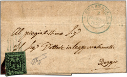 239 1857 - 5 Cent. Verde Oliva (8), Perfetto, Su Lettera Da Guastalla 8/5/1857 A Reggio. Ferrario.... - Modena