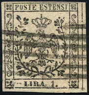 249 1853 - 1 Lira Bianco (11), Usato, Perfetto. Emilio Ed A.Diena, Cert. Sorani.... - Modena