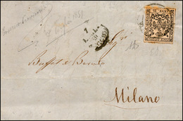 255 1859 - 25 Cent. Camoscio Chiaro (4), Perfetto, Su Lettera Da Reggio 7/7/1859 Per Milano, Durante Il ... - Modena