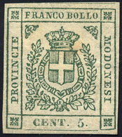 261 1859 - 5 Cent. Verde (12), Gomma Originale, Perfetto. Chiavarello.... - Modena