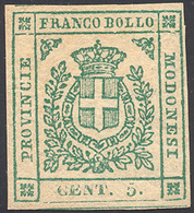 262 1859 - 5 Cent. Verde (12), Perfetto, Nuovo, Gomma Originale. Emilio Ed Alberto Diena, Ferrario. Cert... - Modena