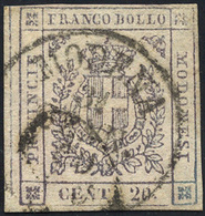 268 1859 - 20 Cent. Lilla Violaceo Scuro (16b), Usato, Perfetto. Emilio Diena, Cert. Diena.... - Modena