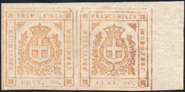 270 1859 - 80 Cent. Bistro Arancio (18), Coppia Orizzontale, Angolo Di Foglio, Gomma Originale, Perfetta... - Modena