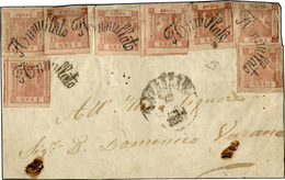 289 1858 - 1 Grano Rosa Carminio, II Tavola (4), Otto Esemplari, Due Riparati, Su Frontespizio Di Letter... - Napoli