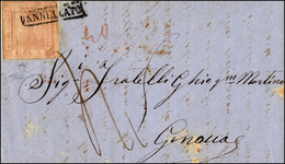 304 1859 - 5 Grana Rosa Brunastro, I Tavola (8), Plì D'accordeon, Perfetto, E Ben Marginato, Su Lettera ... - Naples