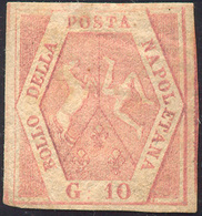 307 1858 - 10 Grana Rosa Brunastro, I Tavola (10), Nuovo, Gomma Originale, Perfetto. Raro. Cert. A.Diena... - Naples