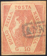 315 1859 - 10 Grana Rosso Bruno, Falso Per Posta Del I Tipo (F3), Usato, Perfetto. Molto Raro! Cert. Die... - Naples