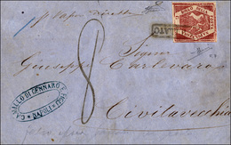 316 1860 - 10 Grana Carminio Lillaceo, Falso Per Posta Del V Tipo (F7), Perfetto, Su Fresca Lettera Da N... - Naples