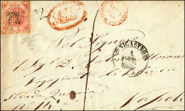 319 1860 - 2 Grana Rosa Chiaro, I Tavola (5), Leggermente Toccato A Sinistra, Su Sovracoperta Di Lettera... - Naples